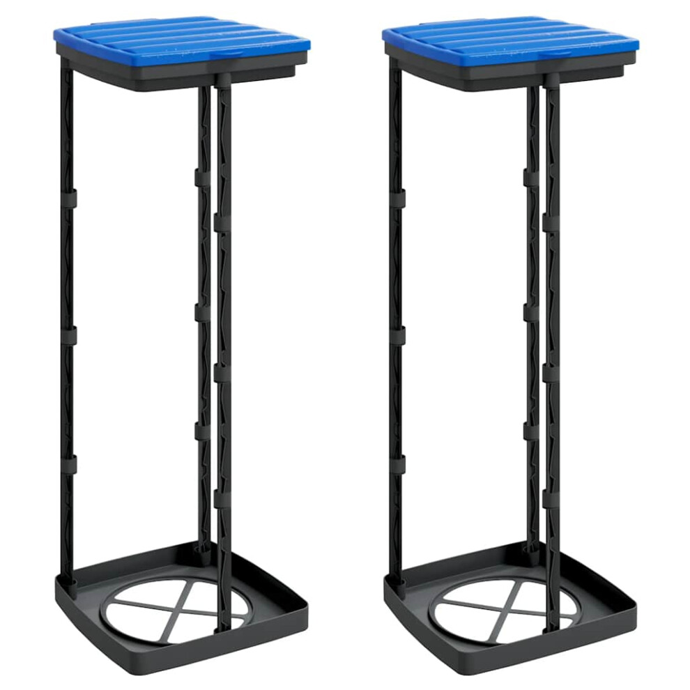 vidaXL Rubbish Bag Holders Bag Stand Sack Holder 2 pcs Black and Blue 120 L PP
