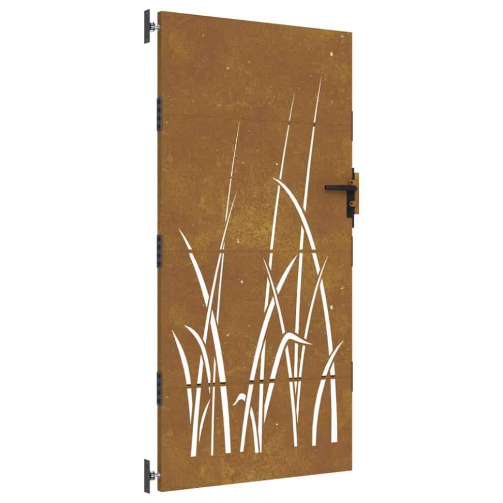 vidaXL Garden Gate Fence Gate Fence Panel 85x175 cm Corten Steel Grass Design