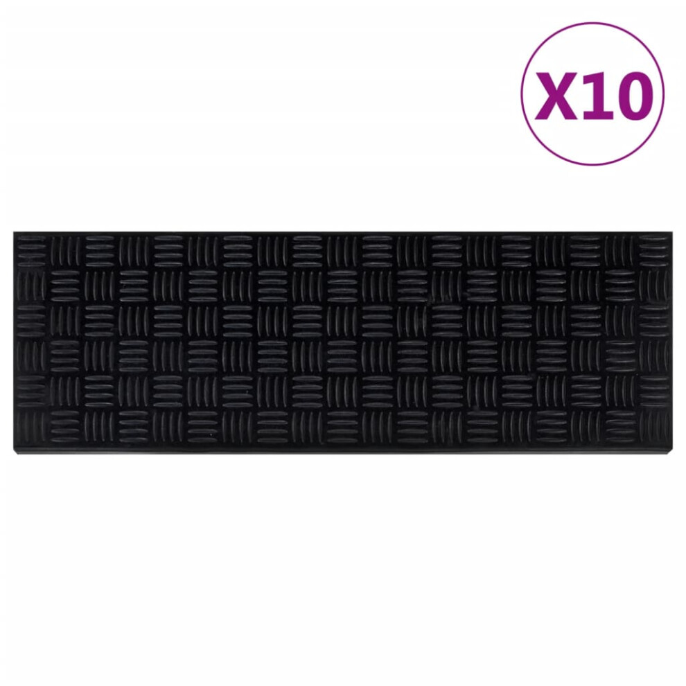 vidaXL Stair Treads Outdoor Step Mat Door Mat Anti Slip Tread Mat 10pcs Rubber