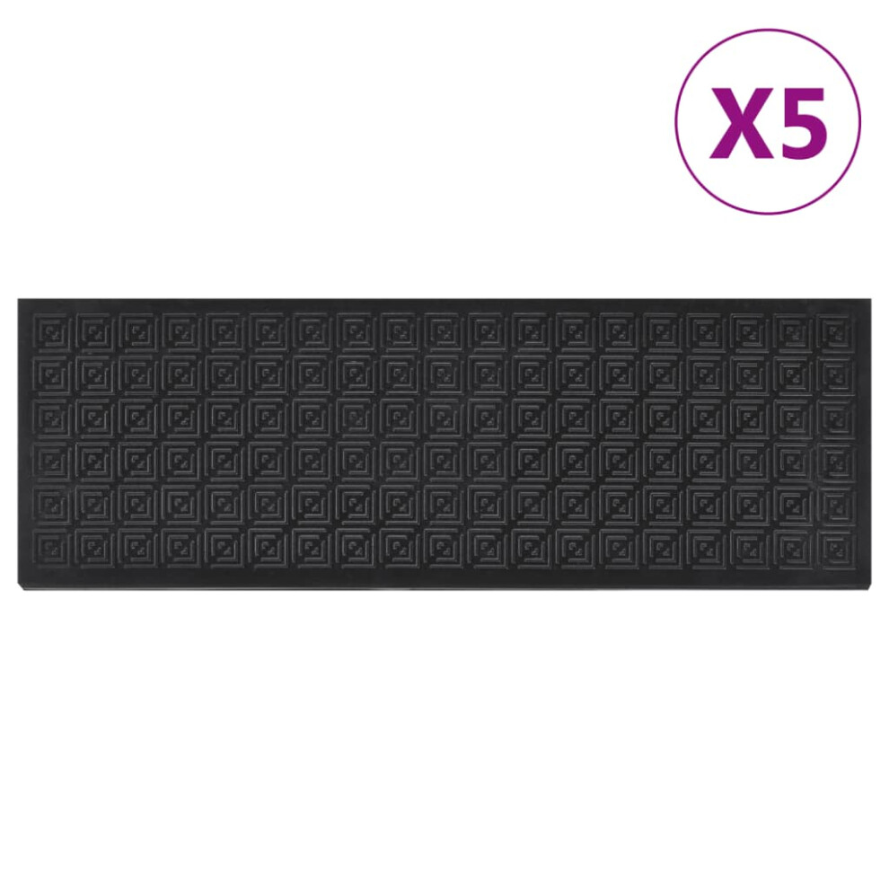 vidaXL Stair Treads Outdoor Step Mat Door Mat Anti Slip Tread Mat 5 Pcs Rubber