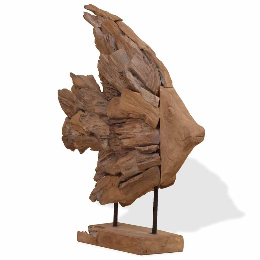 vidaXL Fish Sculpture Teak 40x12x57 Cm Standing Statue