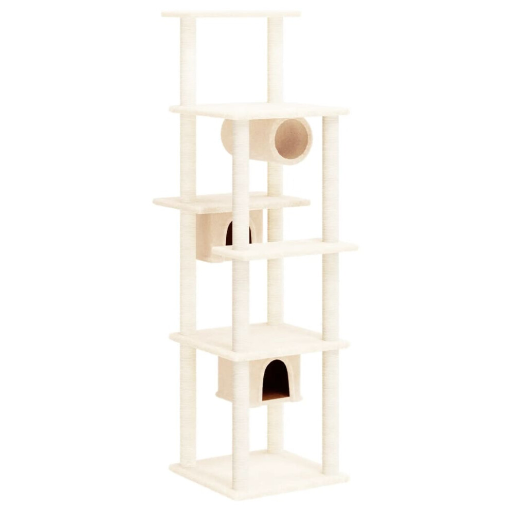 vidaXL Cat Tree With Sisal Scratching Posts Cream 169 Cm Cat Scratch Tower