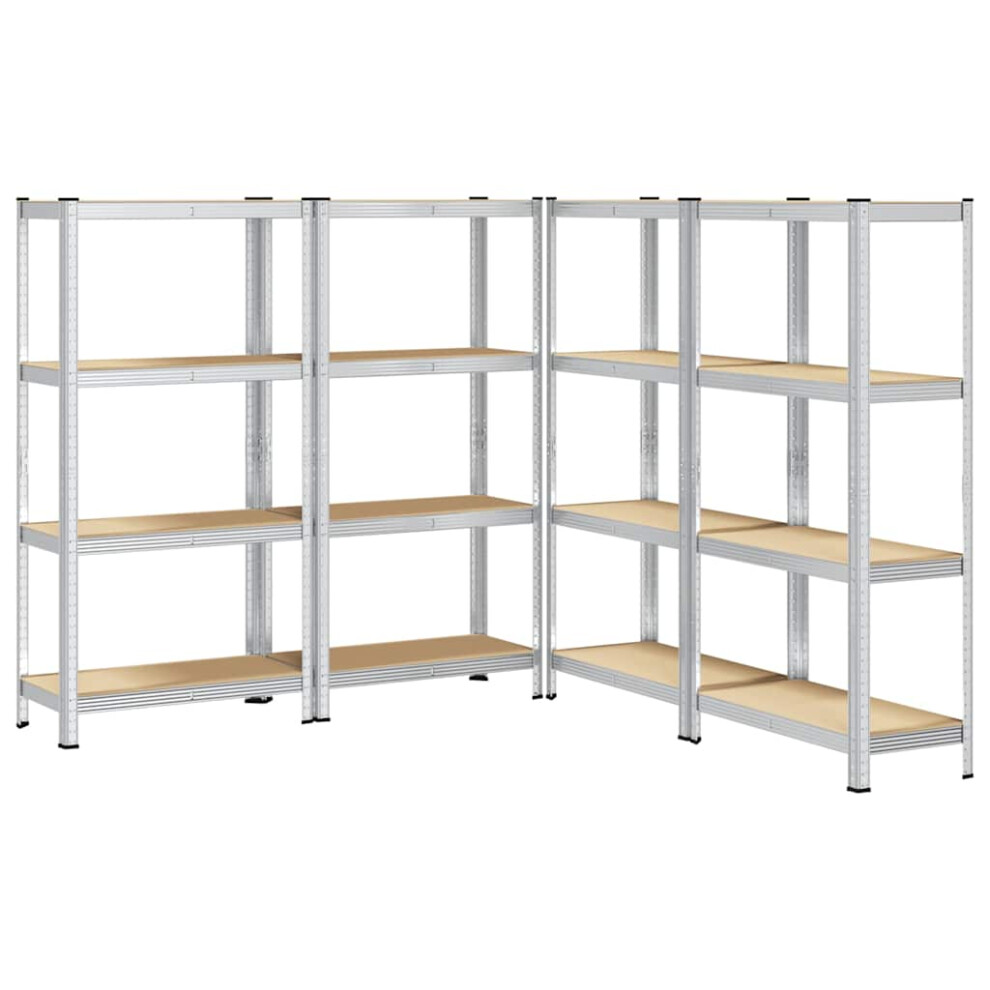 vidaXL 4-Layer Storage Shelves 4 Pcs Silver Steel&Engineered Wood