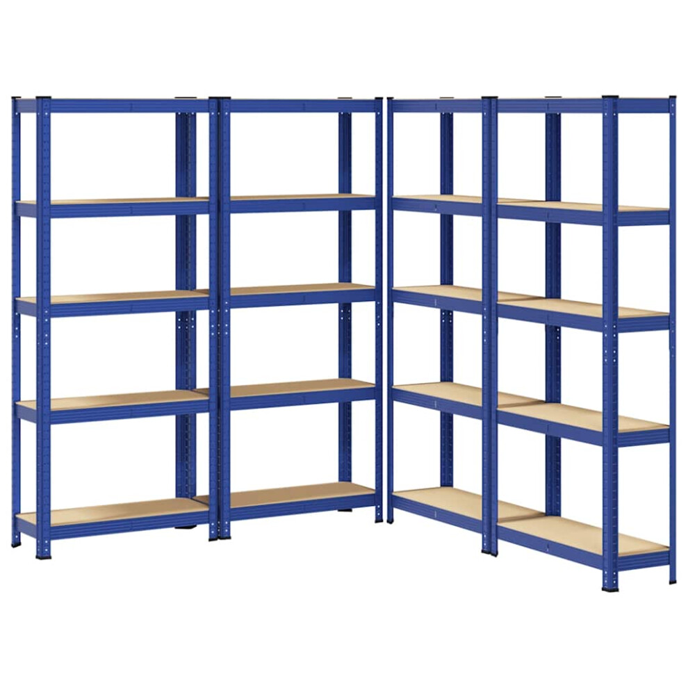 vidaXL 5-Layer Storage Shelves 4 Pcs Blue Steel&Engineered Wood