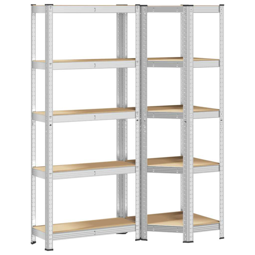 vidaXL 2 Piece 5-Layer Shelves Set Silver Steel&Engineered Wood