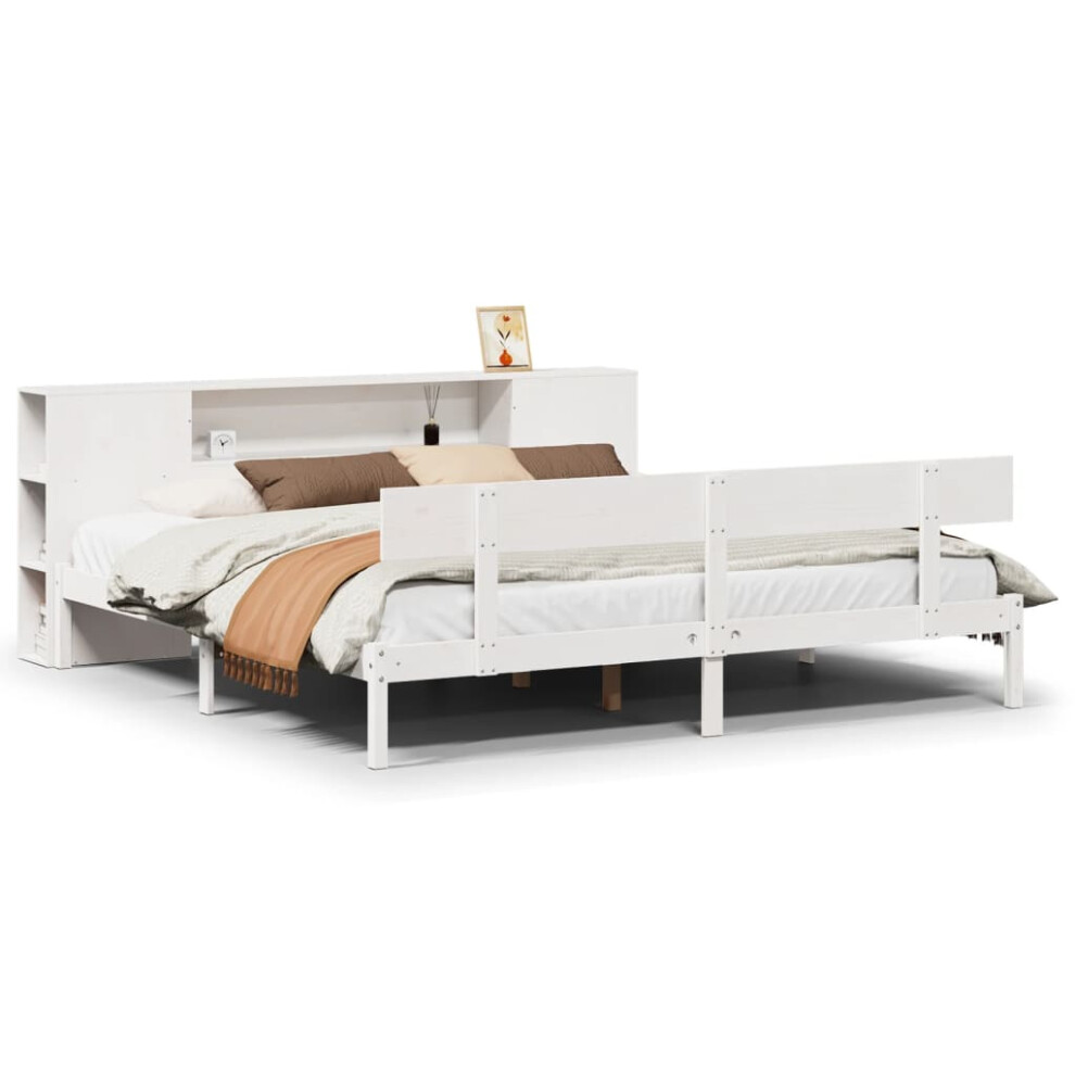 Vidaxl Bookcase Bed Without Mattress Bed 200X200 Cm Solid Wood Pine White