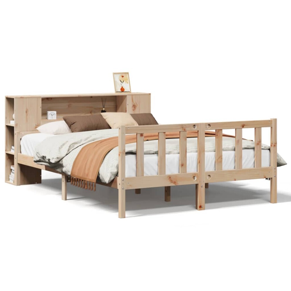 New Vidaxl Bookcase Bed Without Mattress Home Bed Base 160X200 Cm Solid Wood Pine 3322090