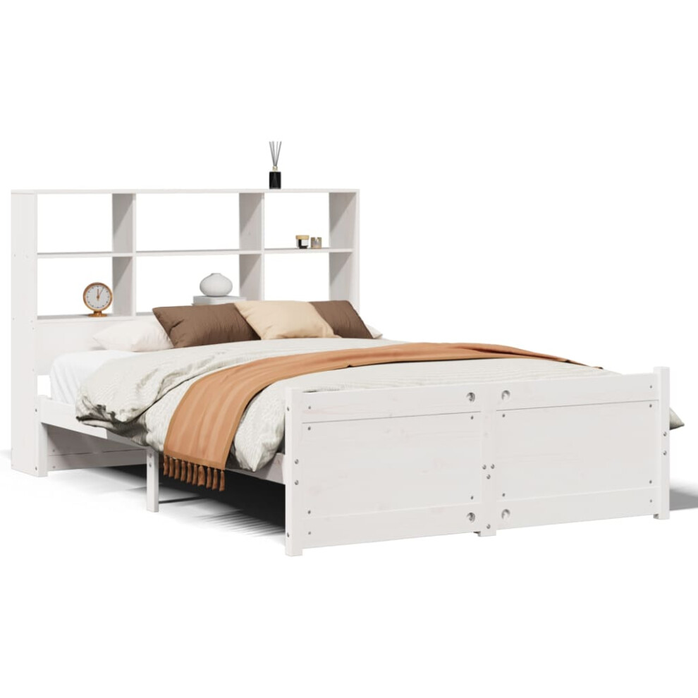 Vidaxl Bookcase Bed Without Mattress Bed Base White 160X200cm Solid Wood Pine