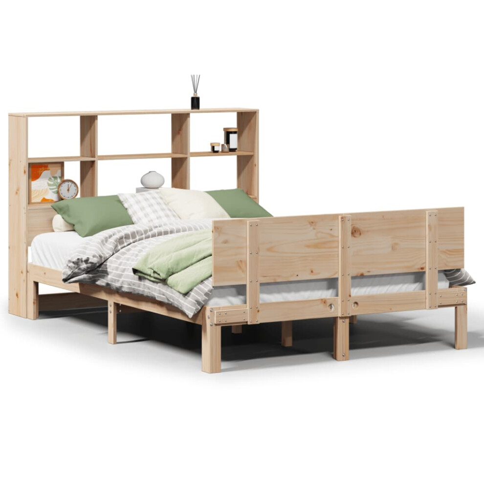 vidaXL Bookcase Bed Without Mattress Home Bed Base 140x190cm Solid Wood Pine