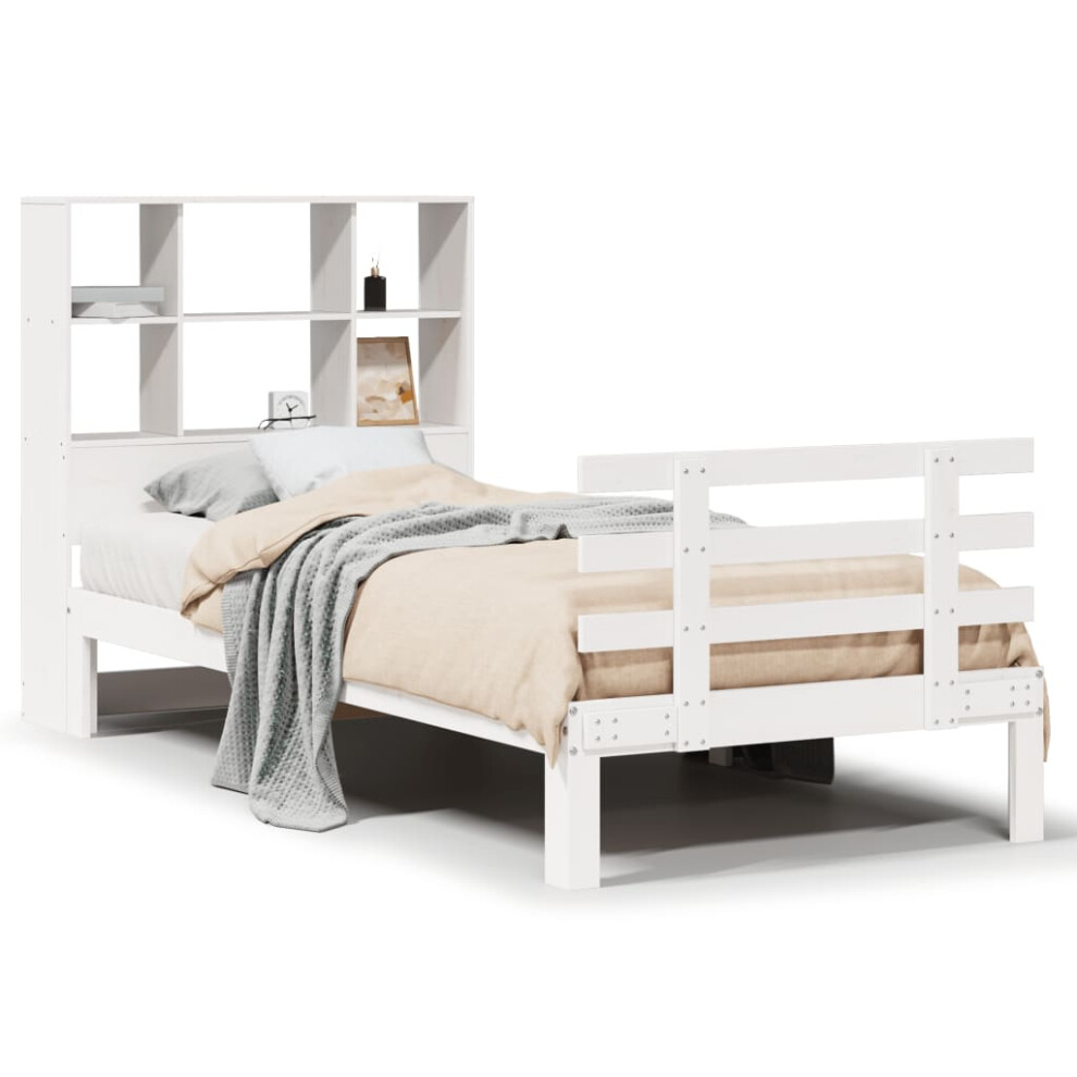 vidaXL Bookcase Bed without Mattress Bed Base White 100x200cm Solid Wood Pine