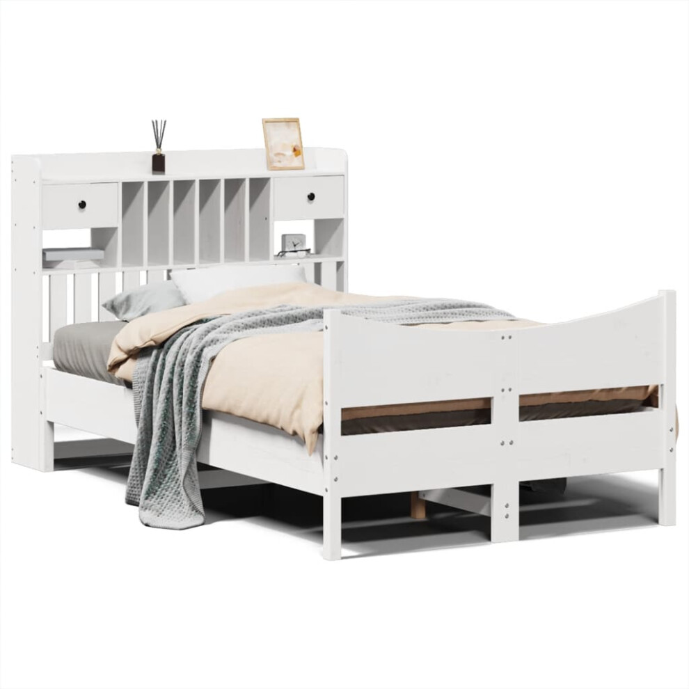 vidaXL Bed Frame without Mattress Bed Base White 120x200 cm Solid Wood Pine