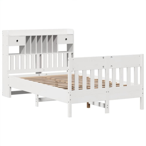 VidaXL vidaXL Bed Frame without Mattress Bed Base White 135x190 cm Solid Wood Pine 2