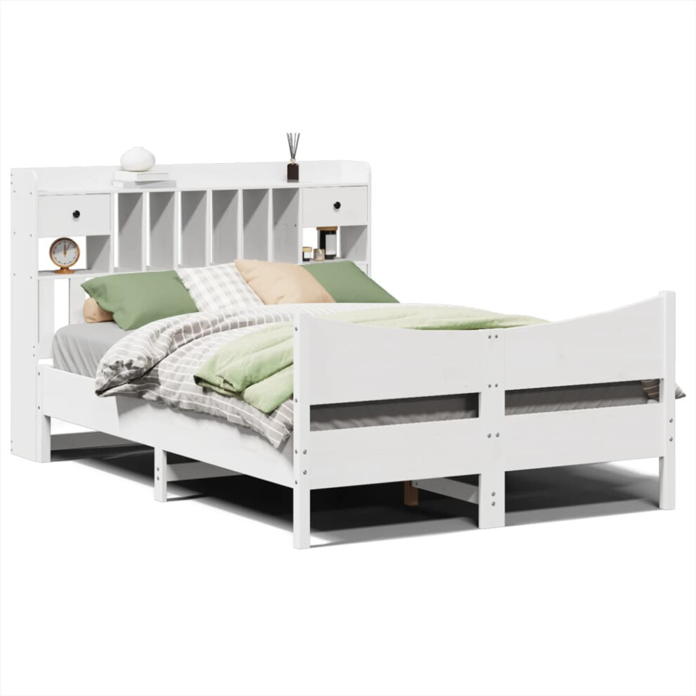 Vidaxl Bed Frame Without Mattress Bed Base White 140X200 Cm Solid Wood Pine