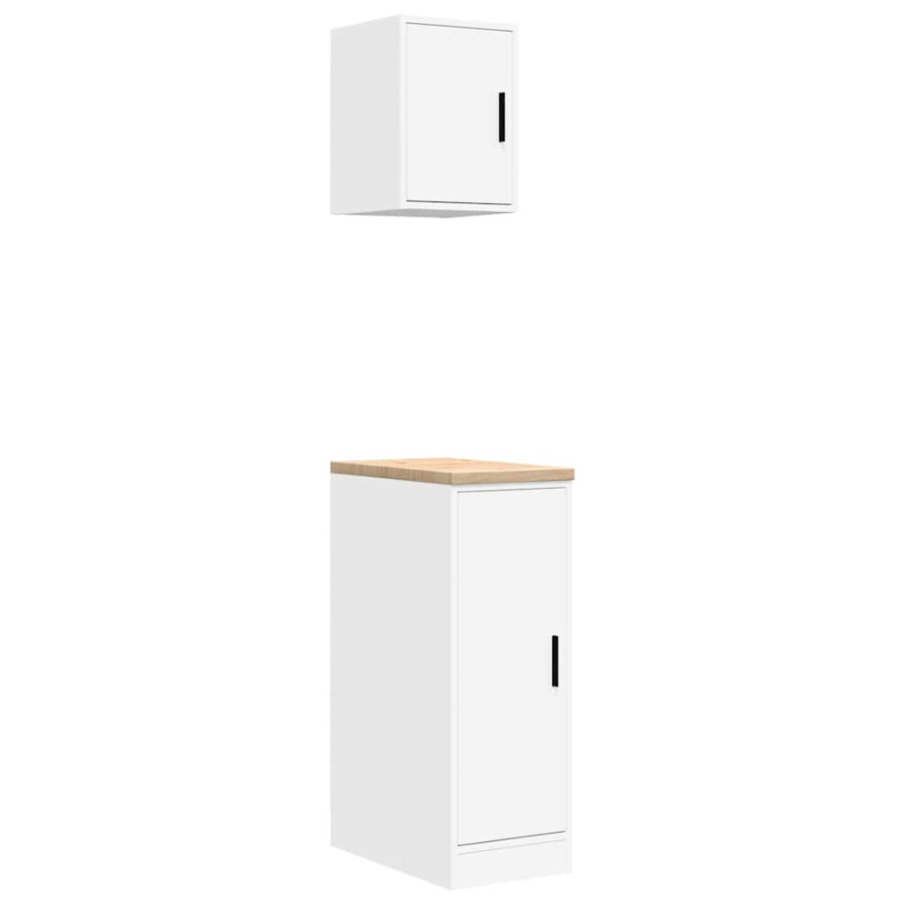 vidaXL Garage Cabinets 2 pcs White Engineered Wood cabinet tool cabinet