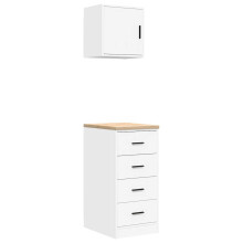 vidaXL Garage Cabinets 2 pcs White Engineered Wood cabinet tool cabinet