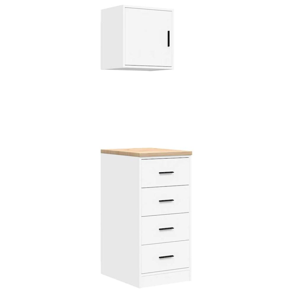 vidaXL Garage Cabinets 2 pcs White Engineered Wood cabinet tool cabinet