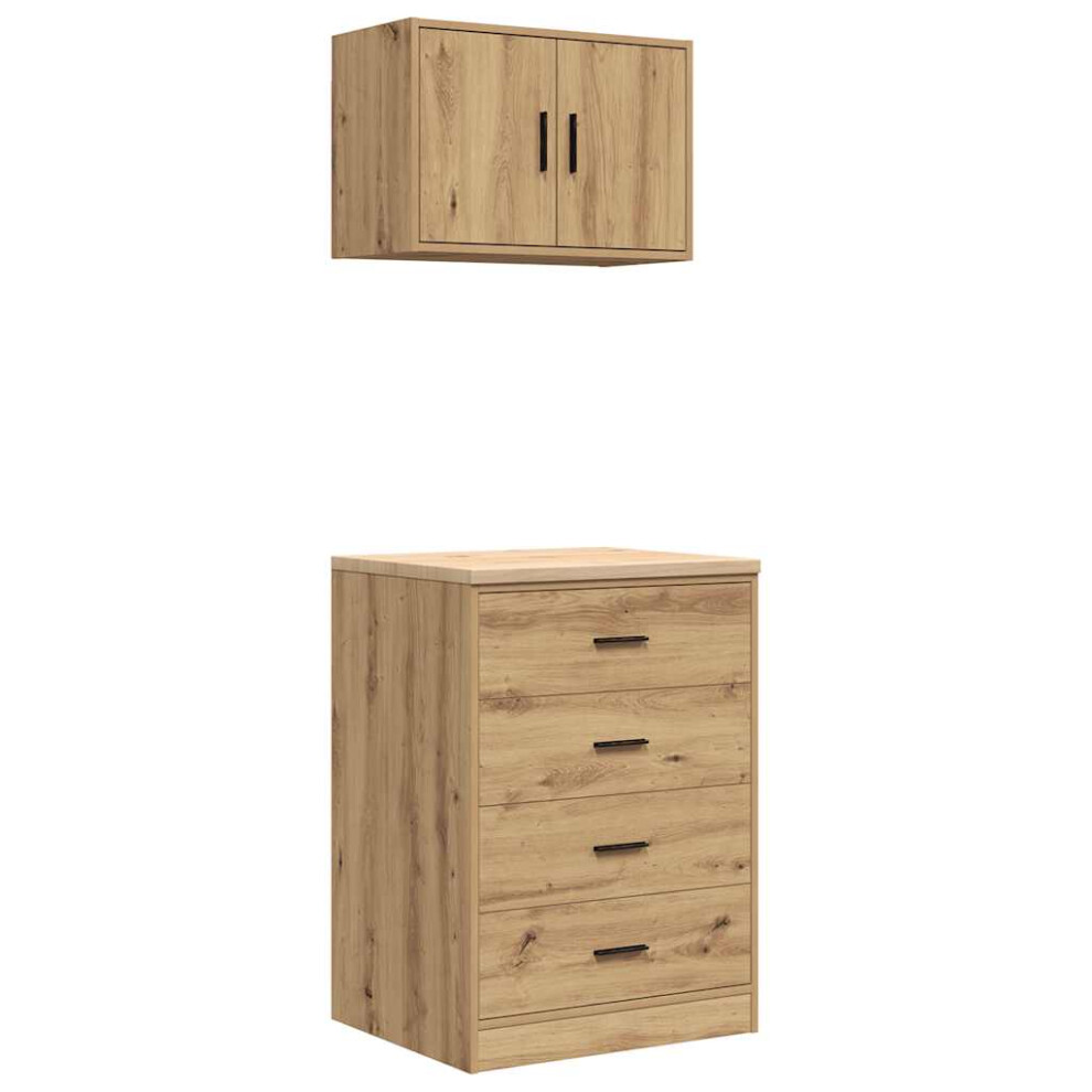 vidaXL Garage Cabinets 2 Pcs Artisan Oak Engineered Wood Cabinet Tool Cabinet