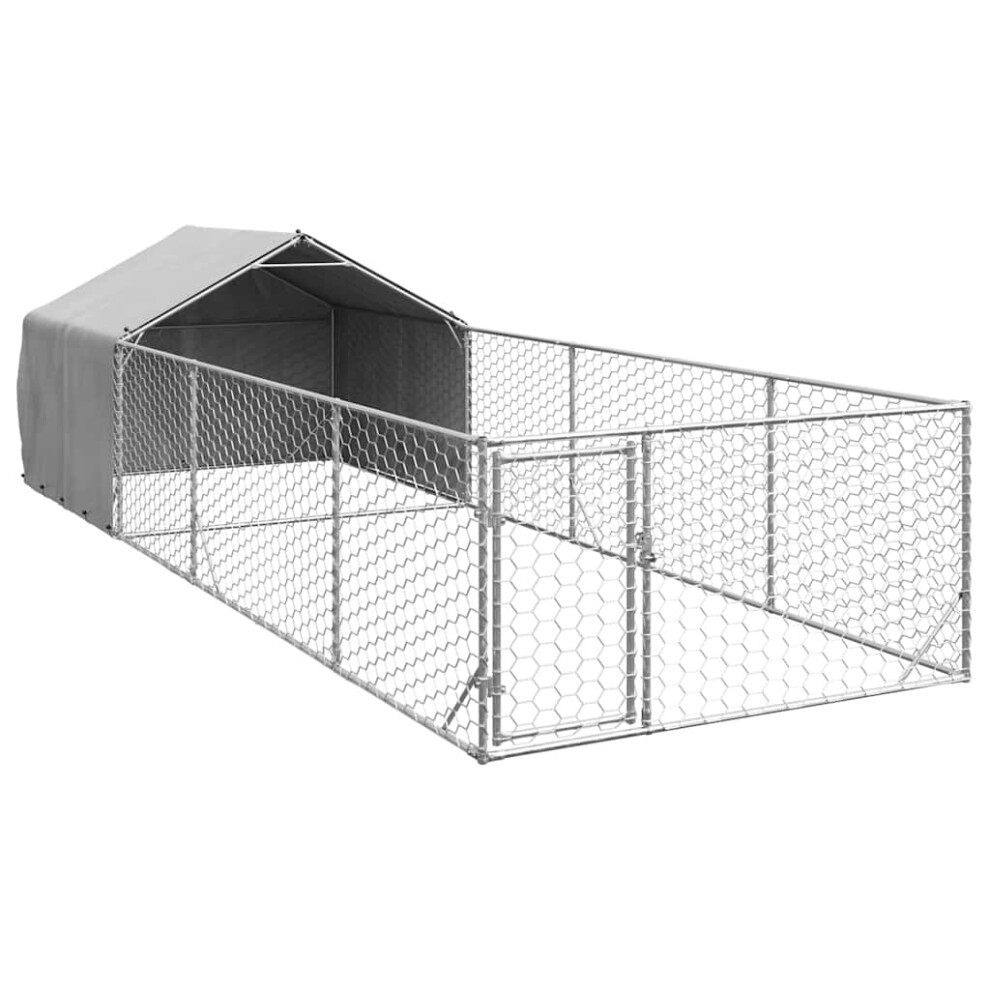 vidaXL Outdoor Dog Kennel with Run 6x2x1.5 m Galvanised Steel outdoor dog cage