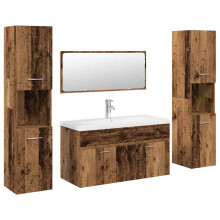 vidaXL 5 Piece Bathroom Furniture Set Old Wood Engineered Wood