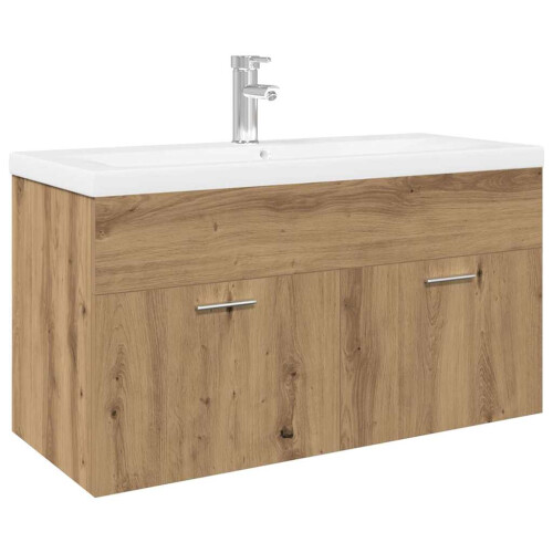 VidaXL vidaXL Waschbeckenunterschrank mit Einbaubecken Artisan-Eiche 1