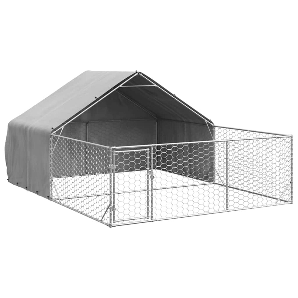 vidaXL Outdoor Dog Kennel with Run 4x3x1.9 m Galvanised Steel outdoor dog cage