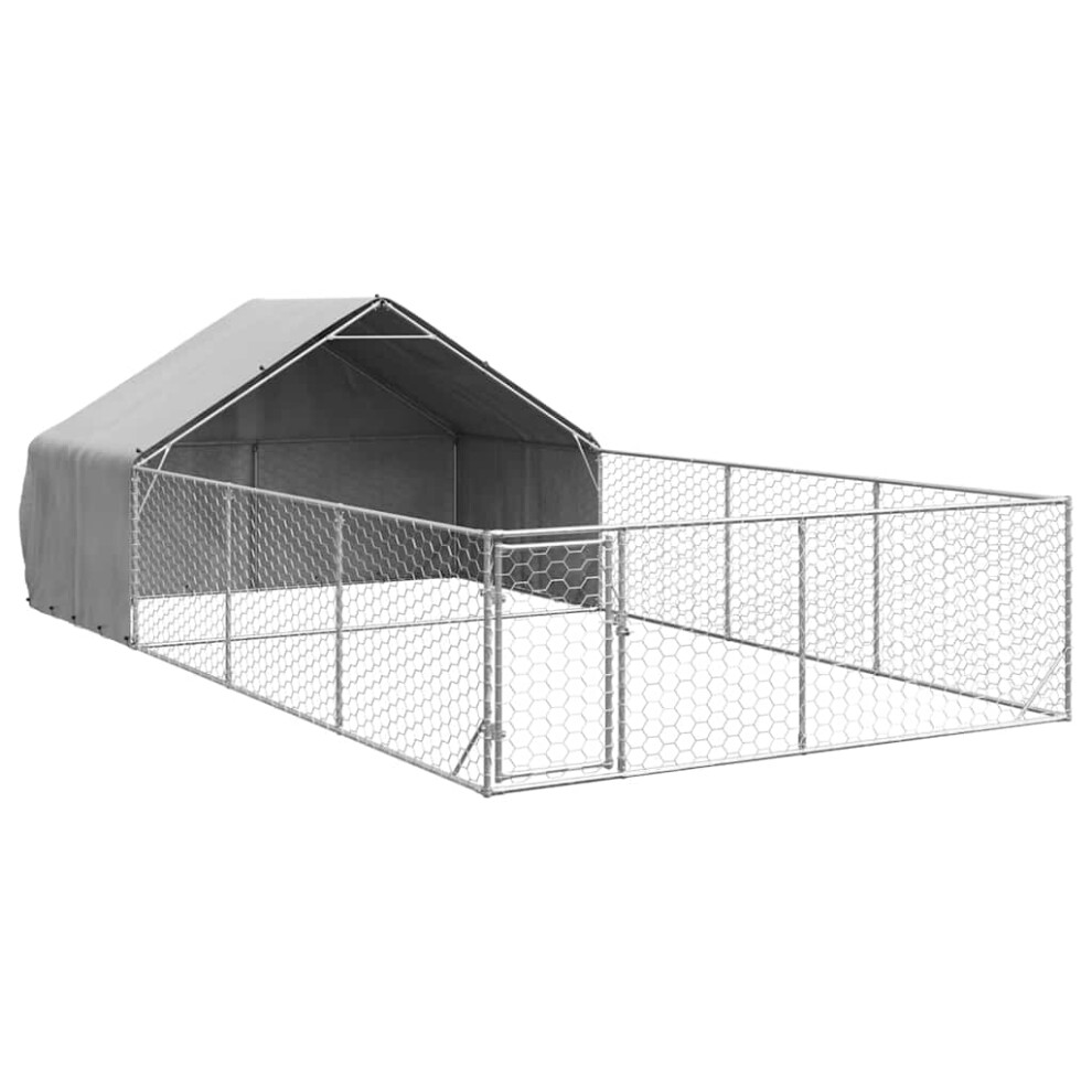 vidaXL Outdoor Dog Kennel With Run 7x3x1.9 M Galvanised Steel Outdoor Dog Cage