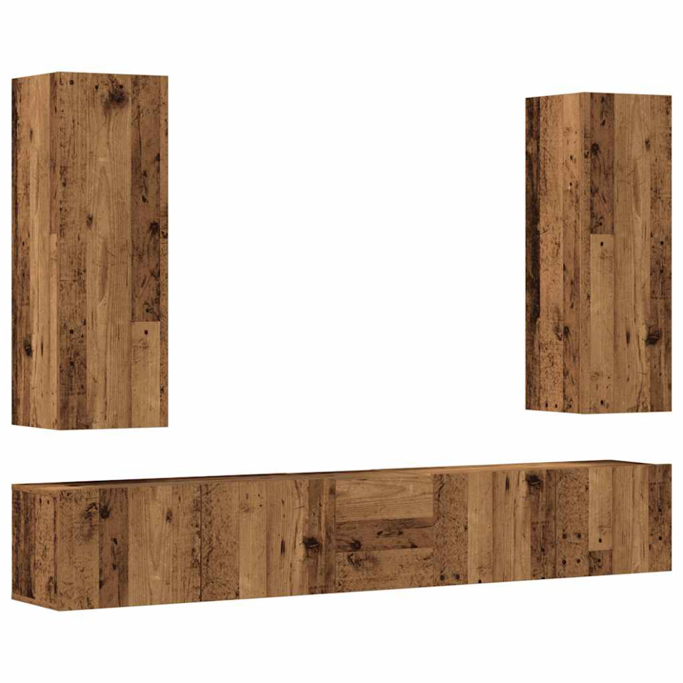 Vidaxl 5 Piece Tv Cabinet Set Wall-Mounted Old Wood Engineered Wood Tv Cabinet