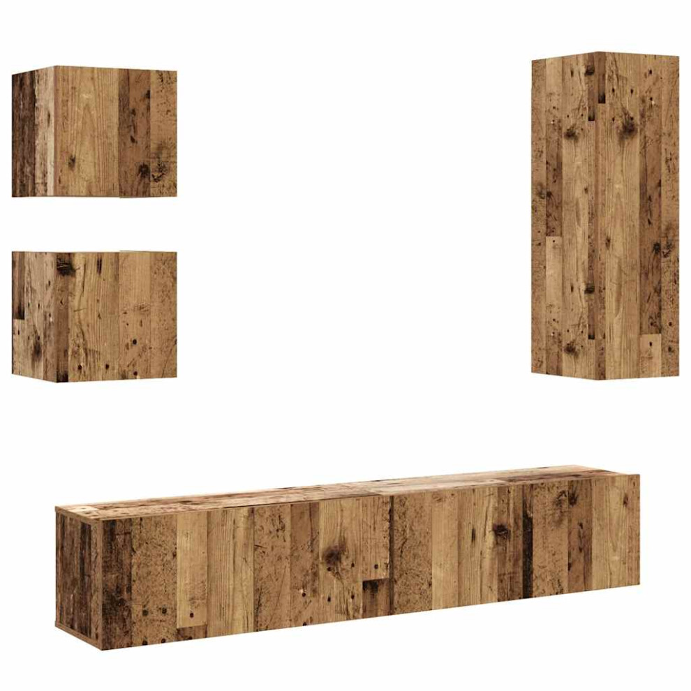 vidaXL 5 Piece TV Cabinet Set Wall-mounted Old Wood Engineered Wood tv cabinet