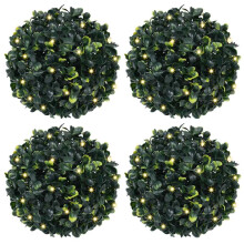 vidaXL Artificial Boxwood Balls with LED Lights 4 pcs Green 12 cm