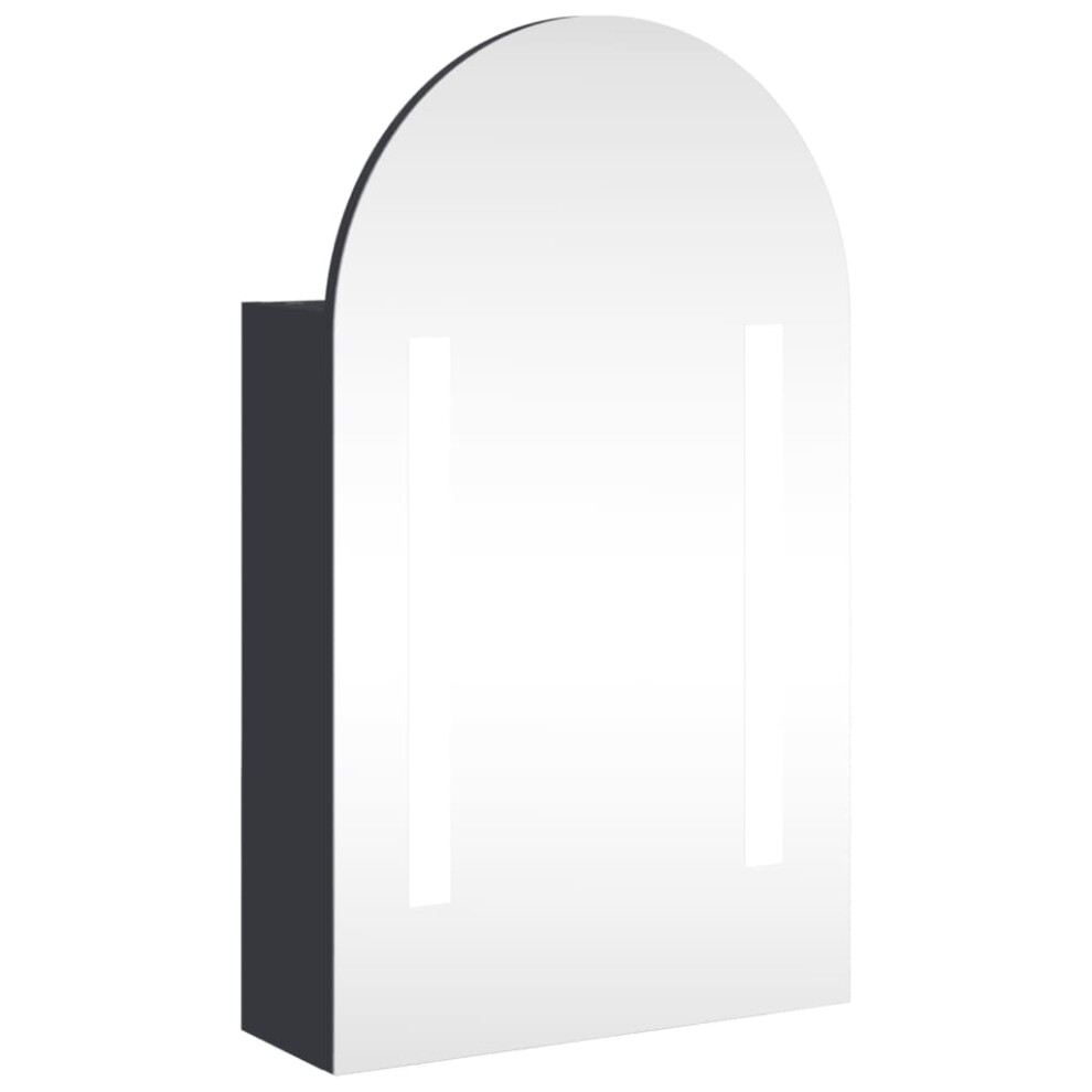 vidaXL Bathroom Mirror Cabinet LED Wall Cabinet with LED Light Arched Grey