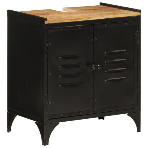 VidaXL vidaXL Bathroom Sink Cabinet Storage Vanity Unit Iron and Solid Wood Mango