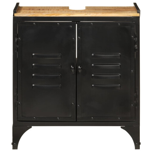 VidaXL vidaXL Bathroom Sink Cabinet Storage Vanity Unit Iron and Solid Wood Mango 2