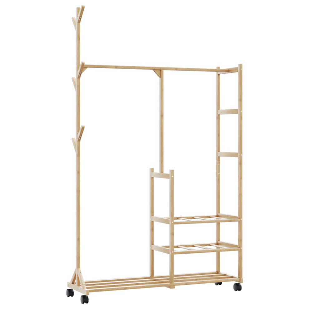 vidaXL Clothes Rack with Shelves and Wheels 100x38x175.5 cm Bamboo coat rack