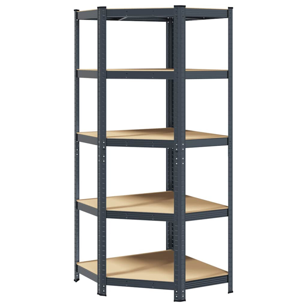 vidaXL 5-Layer Corner Shelf Anthracite Steel&Engineered Wood garage shelving