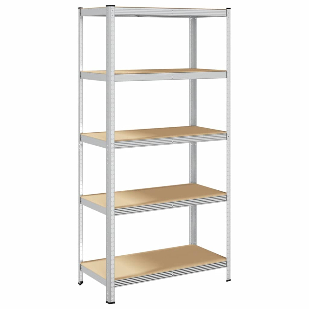 vidaXL 5-Layer Storage Shelf Silver Steel&Engineered Wood garage shelving