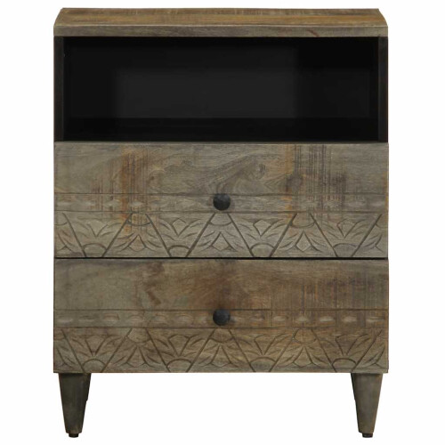 VidaXL vidaXL Bedside Cabinet Light Grey 50x33x60 cm Solid Wood Mango bedside table 1