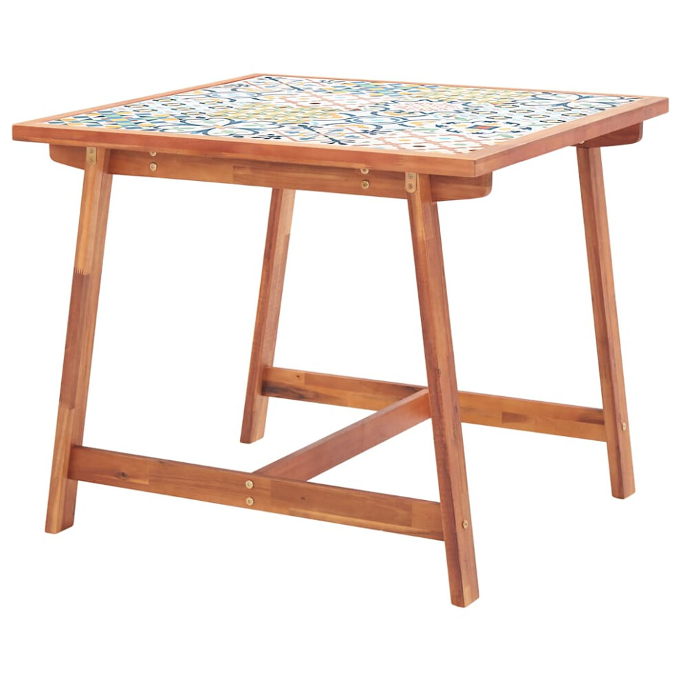 vidaXL Garden Dining Table 88x88x75 Cm Tile Top And Solid Acacia Wood