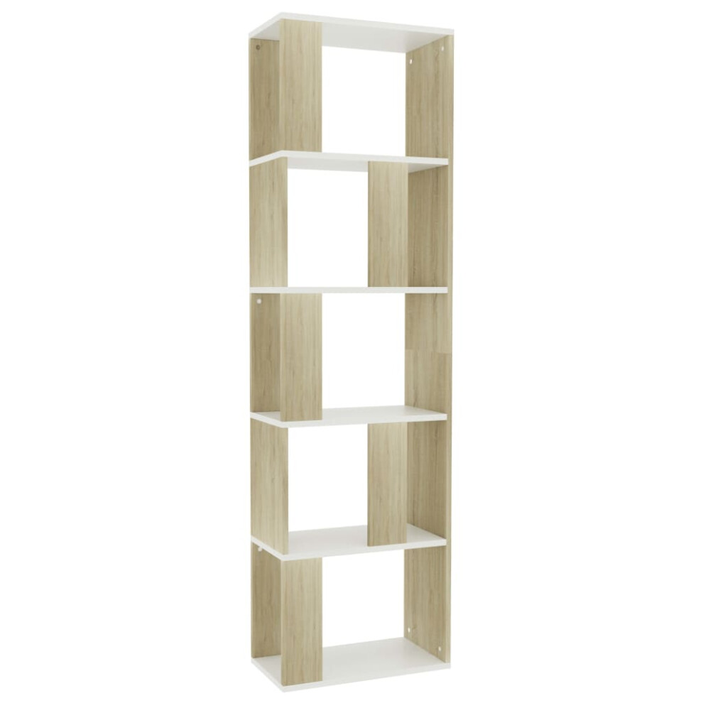 vidaXL Book Cabinet/Room Divider White and Sonoma Oak Engineered Wood Bookcase