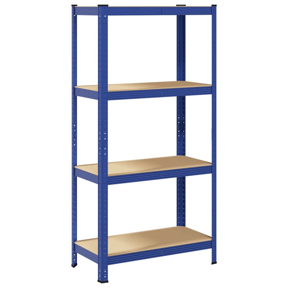 vidaXL 4-Layer Storage Shelf Blue Steel&Engineered Wood Garage Shelving