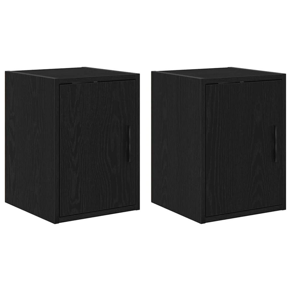 vidaXL Garage Wall Cabinets 2 Pcs Black Engineered Wood Cabinet