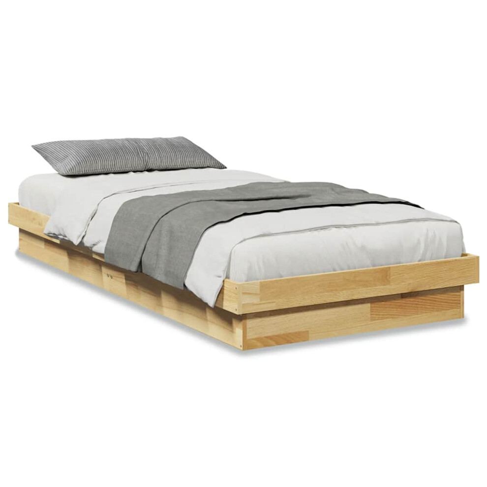 New Vidaxl Bed Frame Without Mattress 80X200 Cm Solid Oak Wood Bedroom Furniture 859339