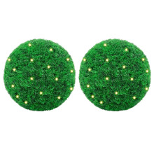 vidaXL Artificial Boxwood Balls with LED Lights 2 pcs Green 52 cm