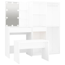 vidaXL Dressing Table Set with LED White Engineered Wood Bedroom Vanity Desk