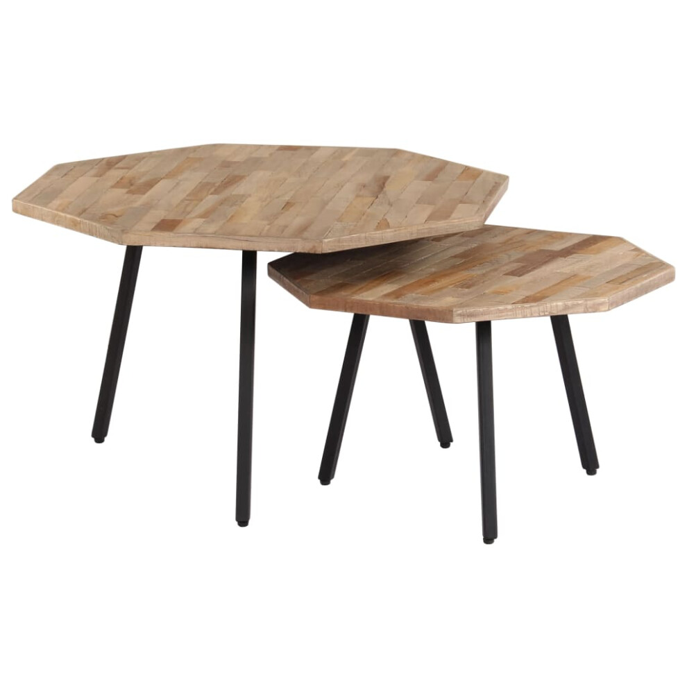 vidaXL Reclaimed Teak 2 Piece Coffee Table Set Hexagon Living Room Furniture