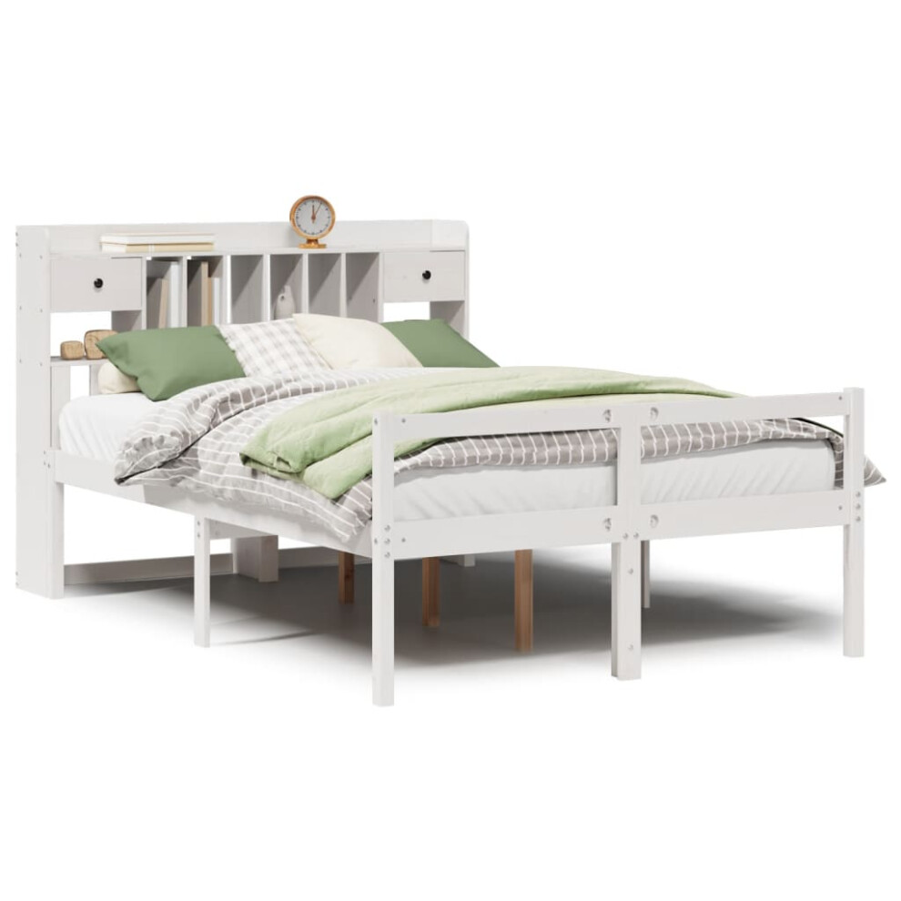 Vidaxl Bookcase Bed Without Mattress Bed White 160X200 Cm Solid Wood Pine