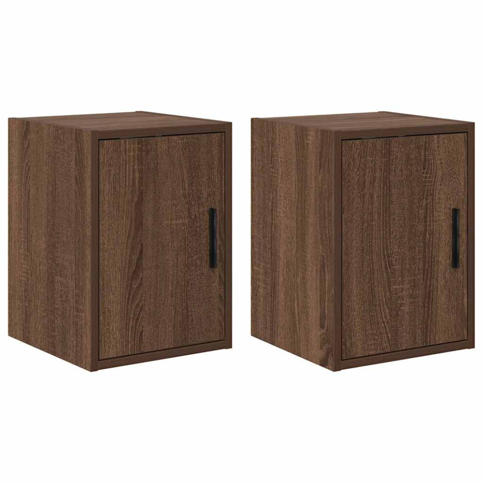 Vidaxl Garage Wall Cabinets 2 Pcs Brown Oak Engineered Wood Cabinet