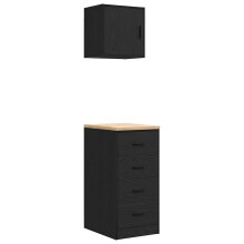 vidaXL Garage Cabinets 2 pcs Black Engineered Wood cabinet tool cabinet