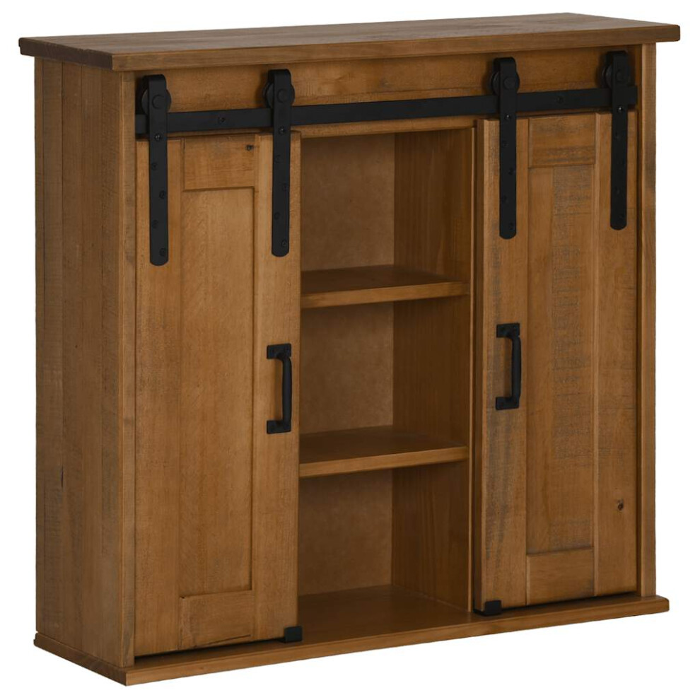 vidaXL Hanging Cabinet HALDEN 2 Sliding Doors 75x22.5x70 Cm Pine Cabinet