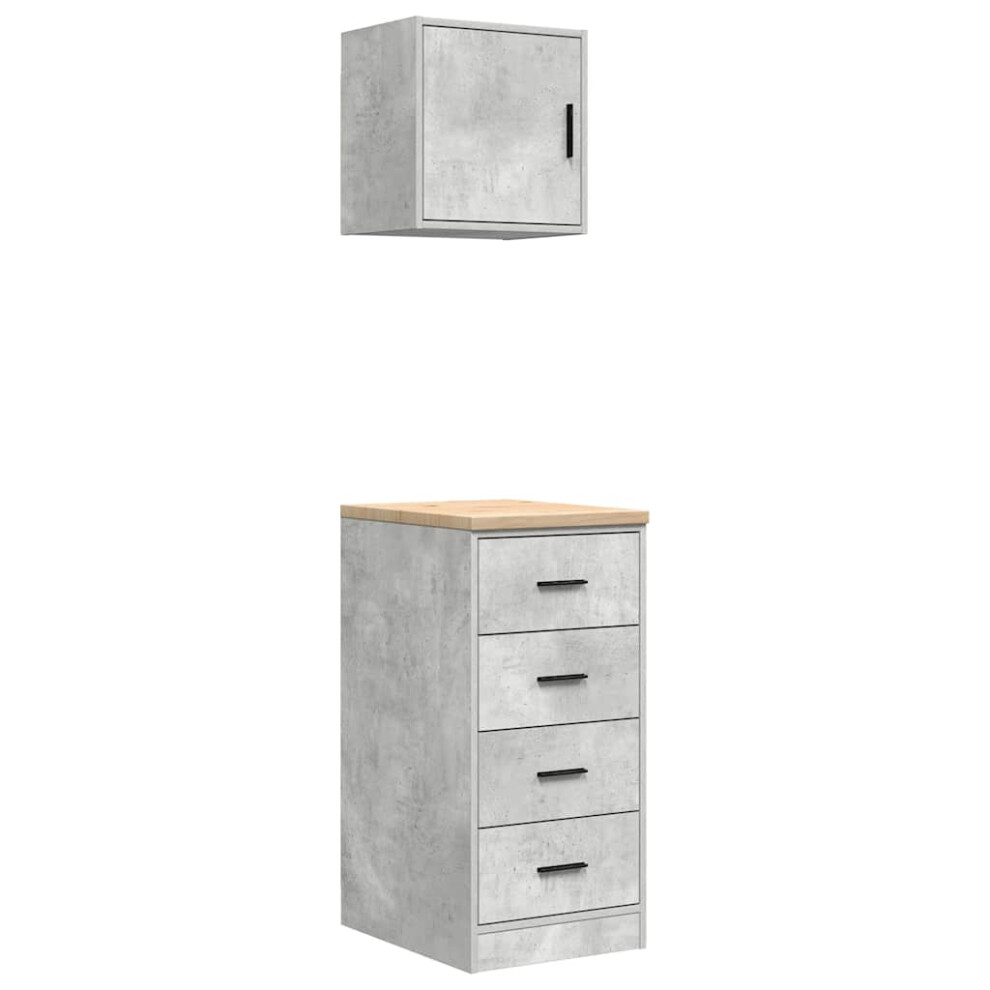 vidaXL Garage Cabinets 2 pcs Concrete Grey Engineered Wood cabinet