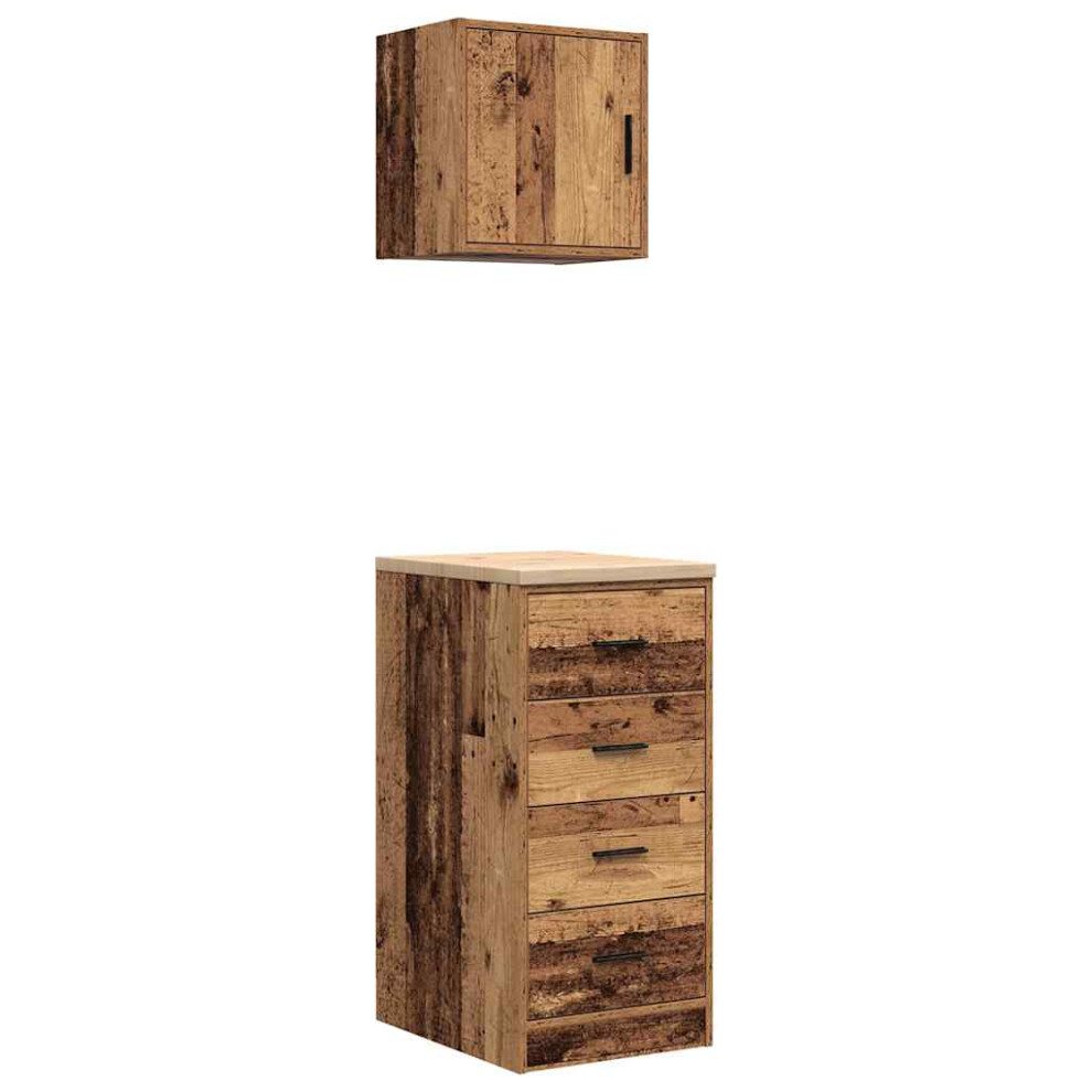 Vidaxl Garage Cabinets 2 Pcs Old Wood Engineered Wood Cabinet Tool Cabinet